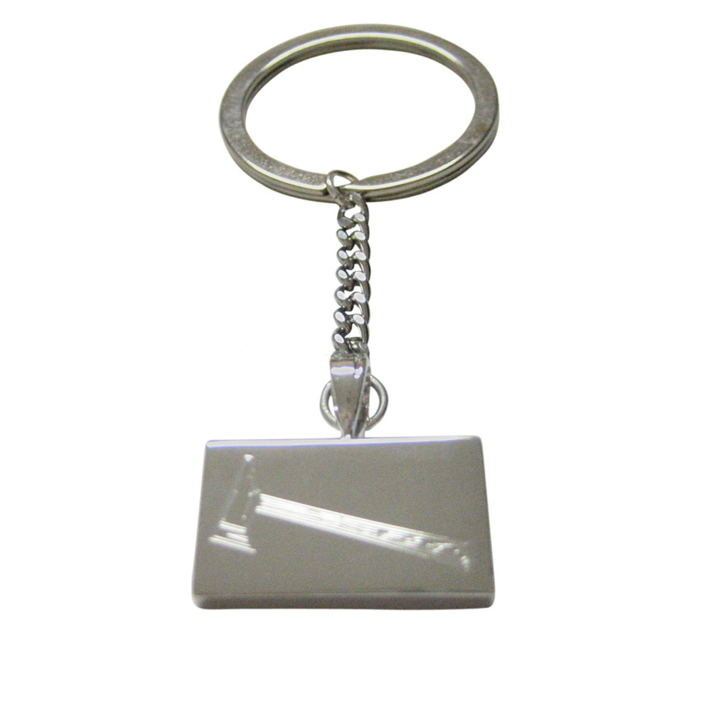 Silver Toned Etched Axe Keychain